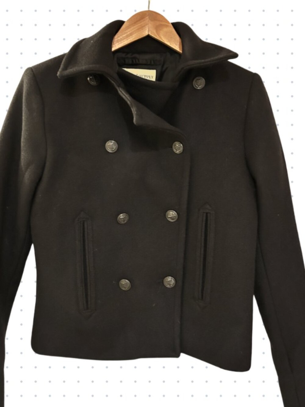 Ralph Lauren Cropped Wool Black Peacoat SZ M